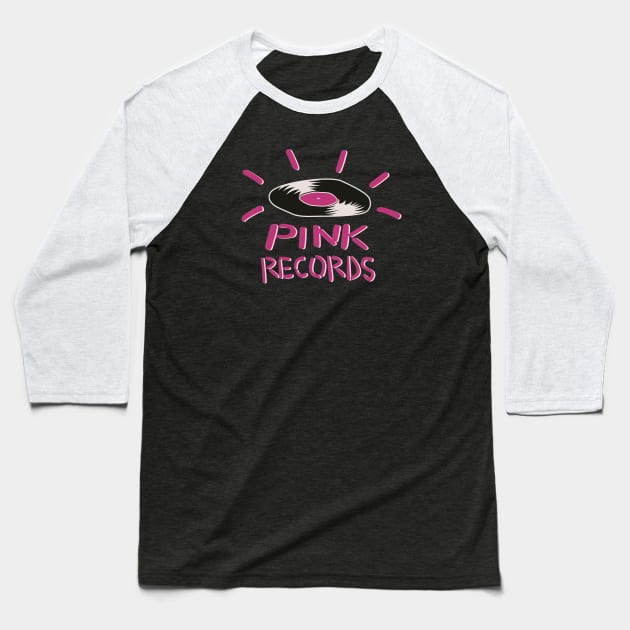 Pink Records Baseball T-Shirt by GiGiGabutto